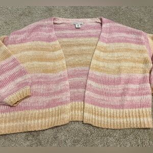 Sincerely Jules Striped Knit Pink and Yellow Women's Sweater Size Medium